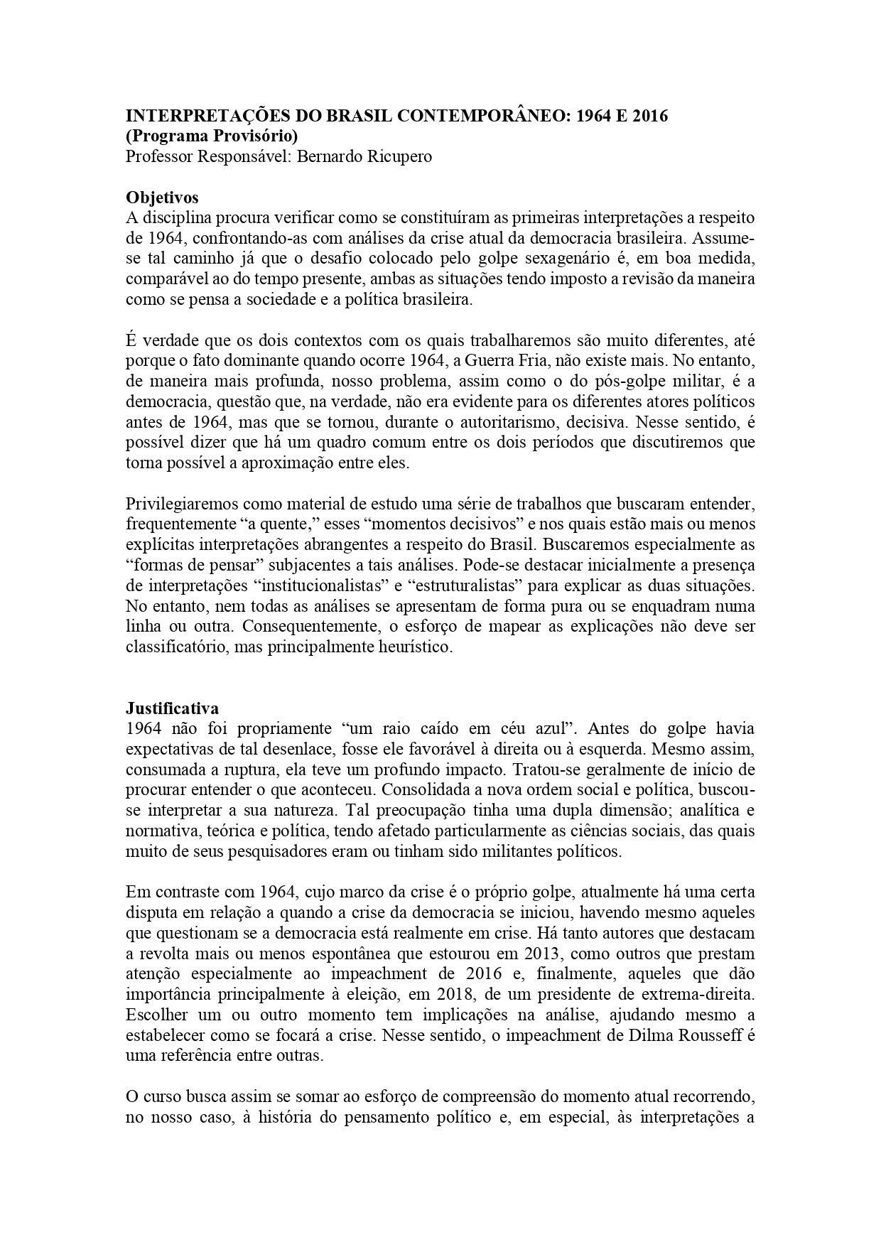 Fls Interpreta Es Do Brasil Contempor Neo E